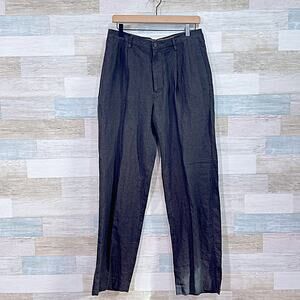 Nautica 100% Linen Pleated Dress Pants Brown Classic Fit Mens 32x32